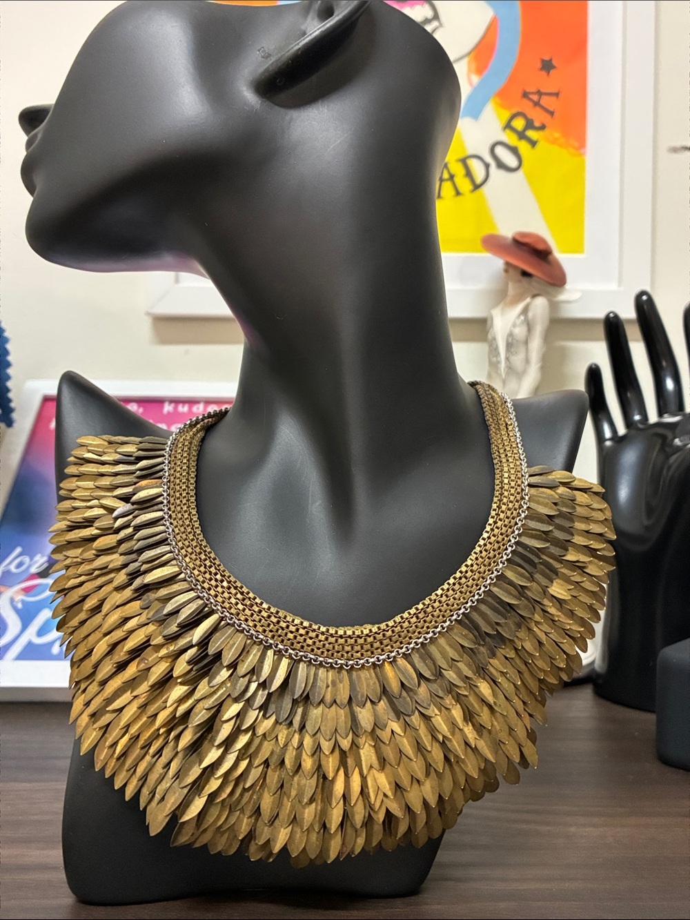 RARE! 2010s Stella & Dot Pegasus Feather Bib Necklace